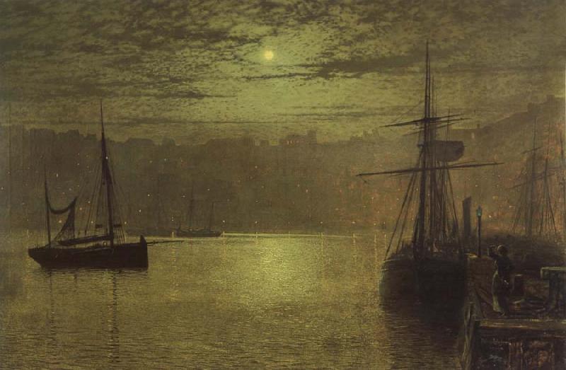 Atkinson Grimshaw Lights in the Harbour China oil painting art